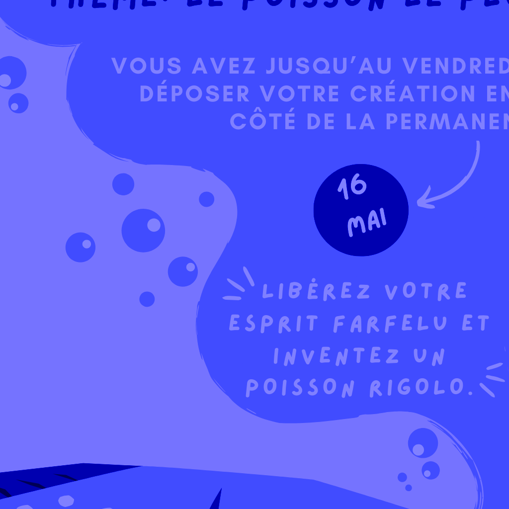 Beige Bleu Illustratif Moderne Poisson d Avril Affiche